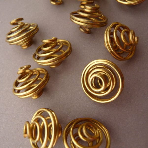 12 Brass Spiral Top or Spring Vintage Spacer Beads