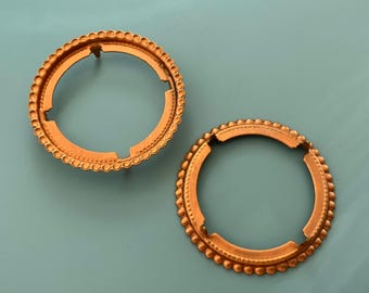 4 Brass Ornate Round Settings 38 mm - Copper Patina