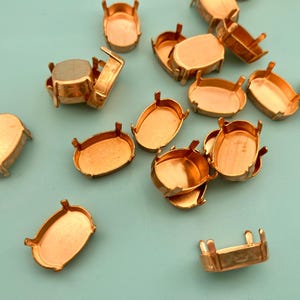 12 Brass Oval 16 x 11mm Settings Vintage