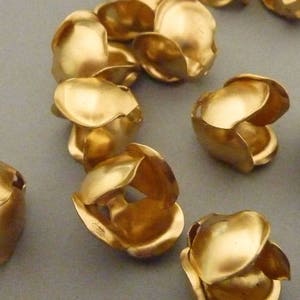4 Large Rose Bead Cap or Rivet Findings in Brass