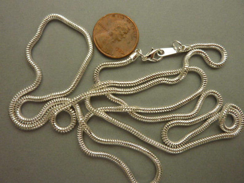 Vintage 36 in Complete Silver Snake Chain Necklace