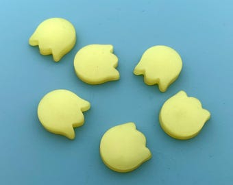 6 Vintage Yellow Lucite Tulip Cabochons