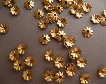 50 Brass Fluted Small Ridge 5mm Bead Caps