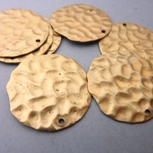 6 Hammered Brass Pendant Round Stampings