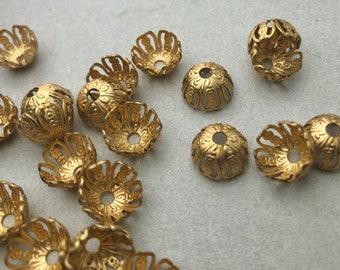 6 Bead Caps - Larger Filigree Vintage Style