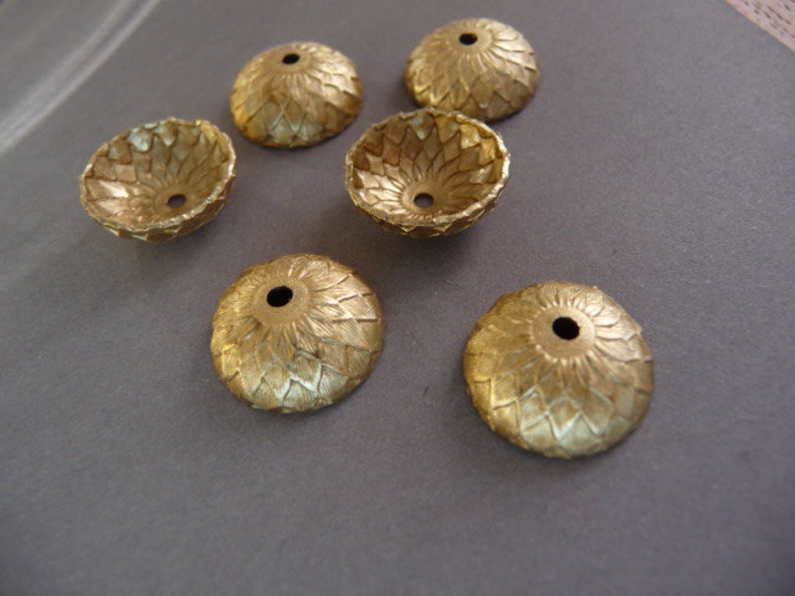 6 Brass Acorn Bead Caps Etsy
