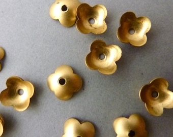 36 Brass Floral Bead Caps - Small - 7 mm