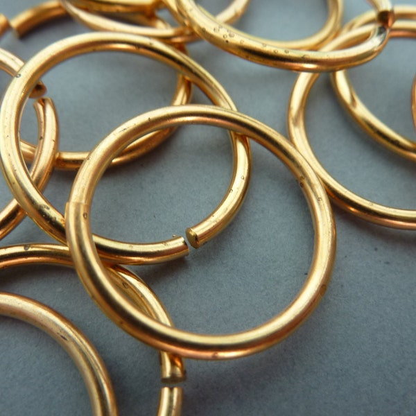 12 Brass Jump Rings Loops - Large 20 mm