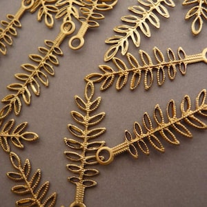 6 Brass Leaf Branch - Filigree Fern Floral Haskell Style