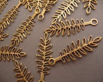 6 Brass Leaf Branch - Filigree Fern Floral Haskell Style
