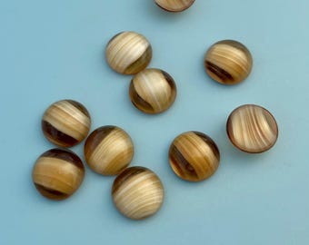 12 Glass  Agate Cabochons - 10 mm - Vintage