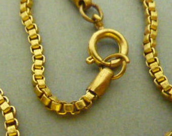3 Box Chain Necklaces - Vintage Raw Brass 16 in - Venetian Chain