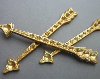 Large Brass Arrow Stamping with Settings - Steampunk
