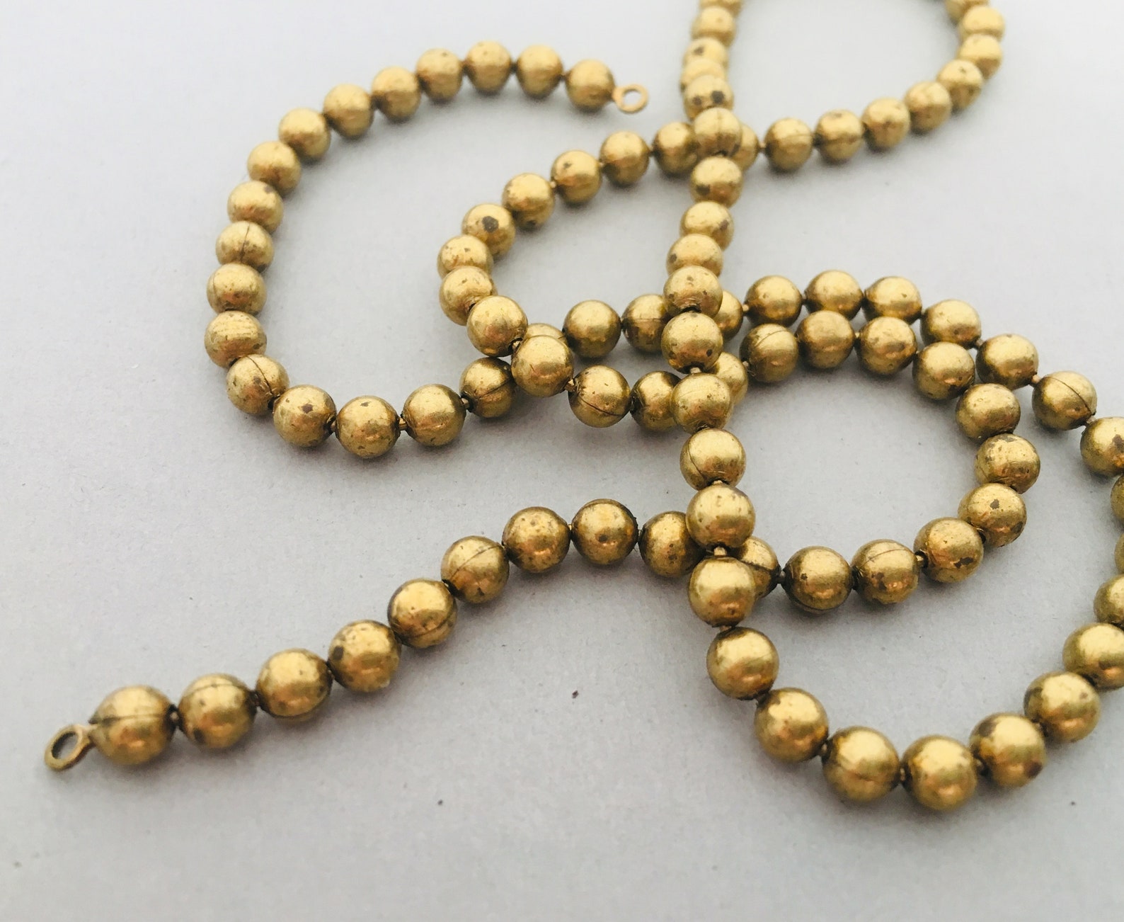 2 Vintage Brass Ball Chain Necklace 20 In Etsy