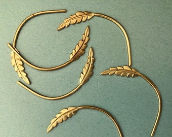 6 Brass Leaf Fern Findings