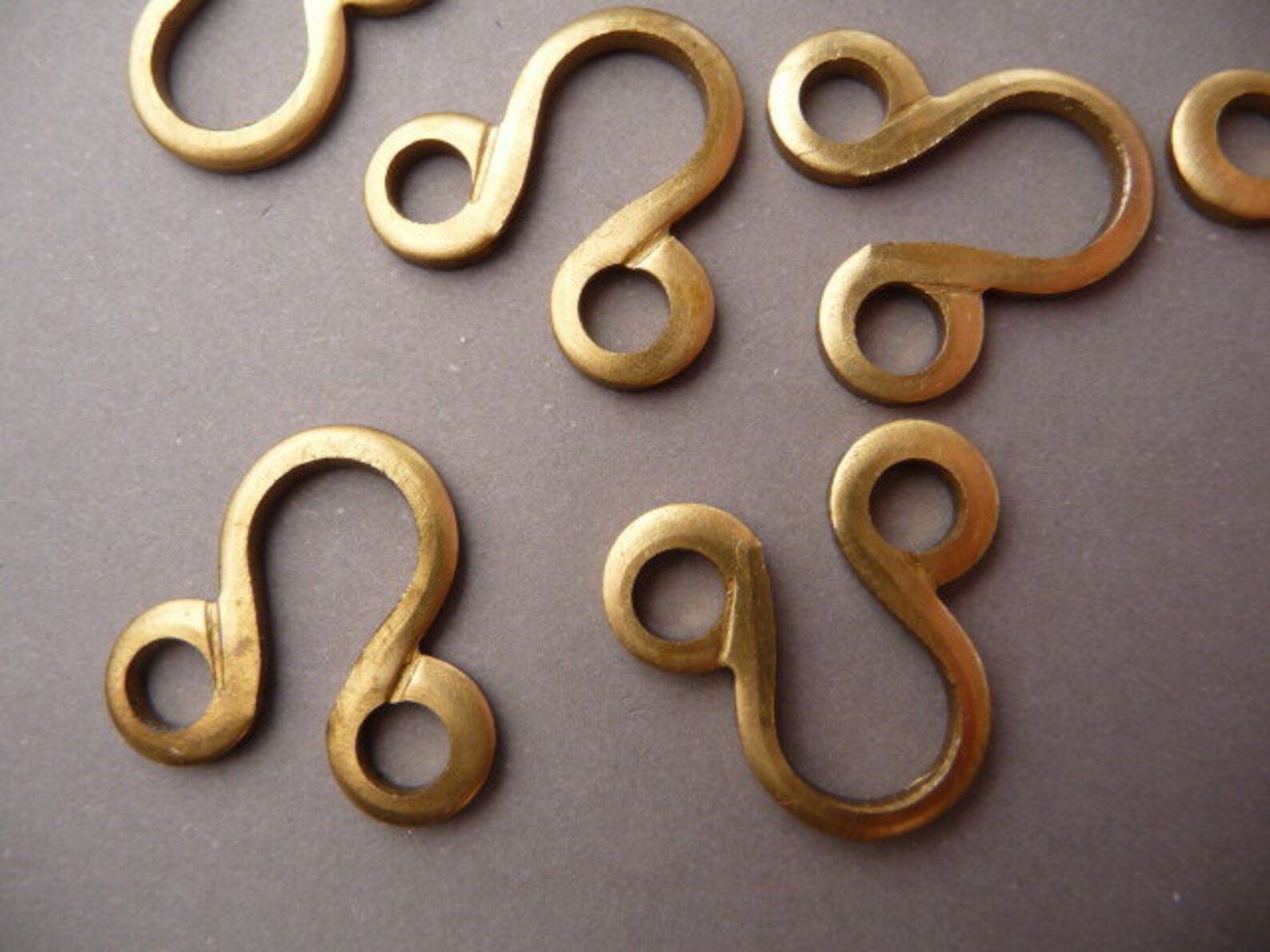 4 Brass Hook and Eye Connectors Loops Deco Steampunk Clasp Etsy