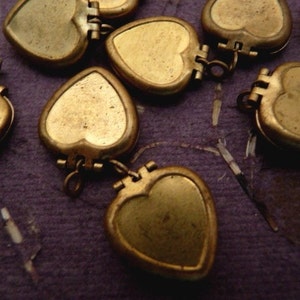 12 Small Heart Setting Brass Lockets