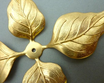 2 Four-Leaf Brass Rivet Findings - Huge