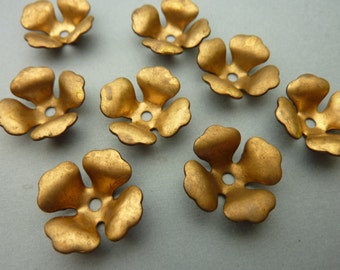 4 Flower Stampings for Rivets Settings - Brass