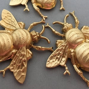 2 Medium Brass Bee Findings Stamping