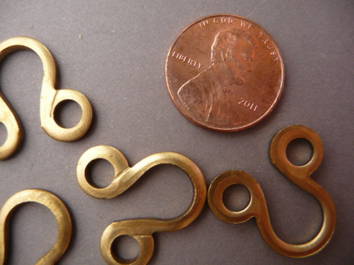 4 Brass Hook and Eye Connectors Loops Deco Steampunk Clasp Etsy