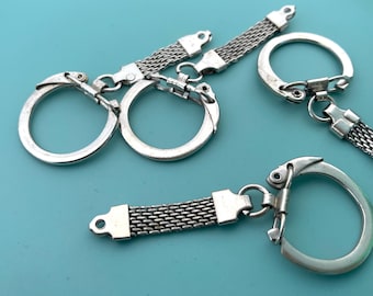 4 Silver-Plated Keychain Key Rings Fob - Vintage