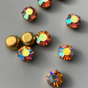 6 Swarovski Topaz AB Crystal Rhinestones in Brass 39ss