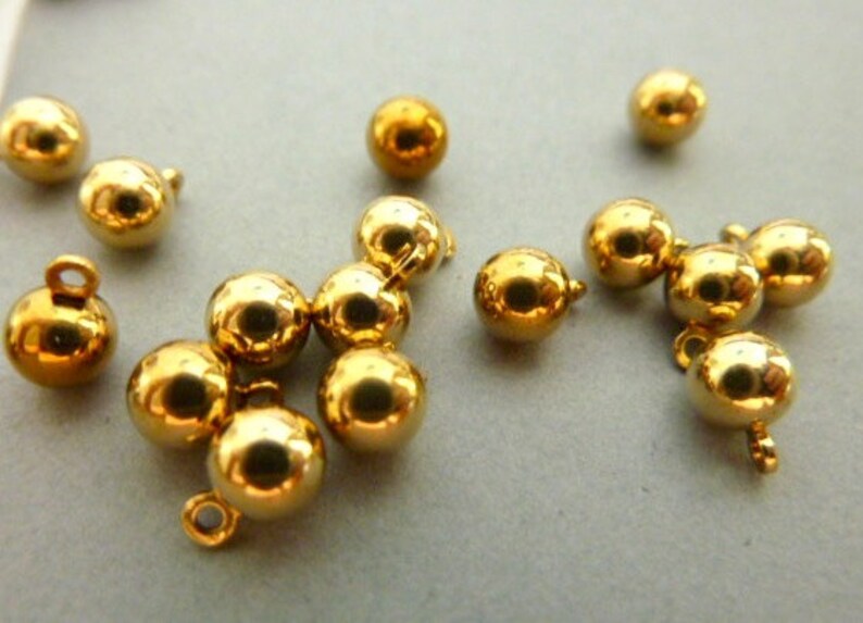 24 Solid Brass Ball Pendant Beads 4 Mm Etsy