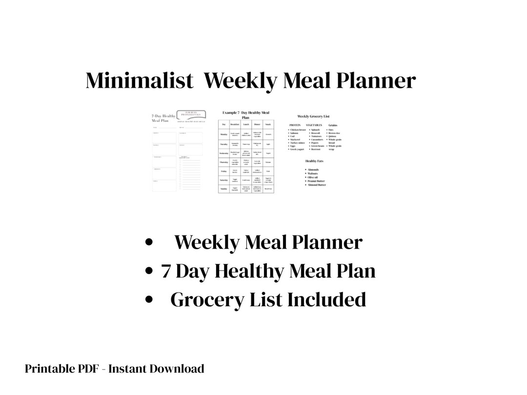 Minimalist Weekly Meal Planner Printable I 7-day Healthy Meal Plan I ...