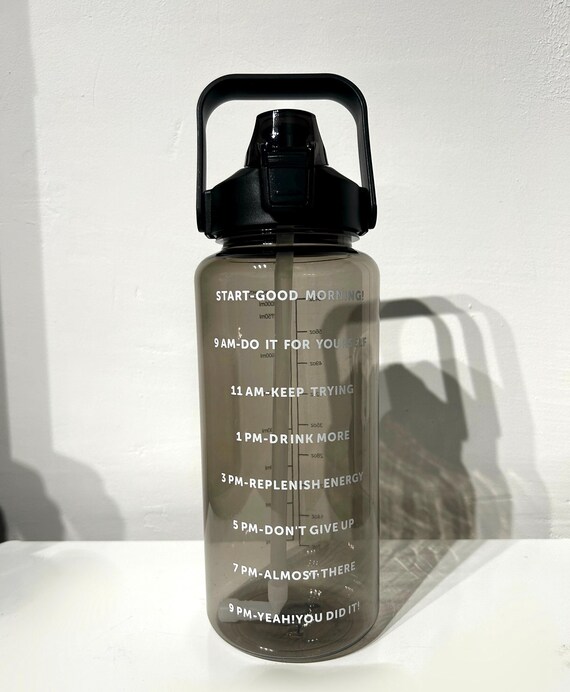thumbnail image 2 of 2 Litre Plastic Water Bottle With Straw And Time Marker - BPA Free Sports Flask UK 2 of 6