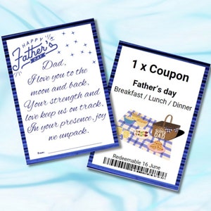 Father&#39;s day card with poem and coupon, Fathers day, Last minute Fathers day card