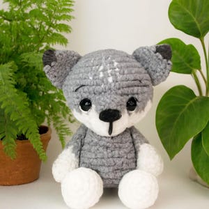 PATTERN: Wilson the Wolf Pup - Crochet wolf pattern - amigurumi wolf pattern - crocheted gray wolf pattern - PDF crochet pattern