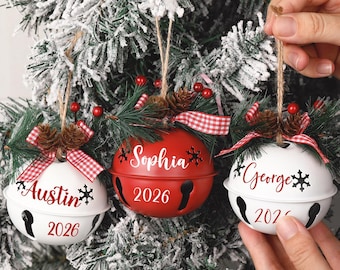 Personalized Jingle Bell Ornament, Christmas Ornament for Family, 2026 Holiday Keepsake