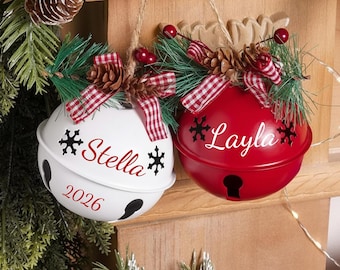 Personalized Jingle Bell Ornament, Custom Name Pinecone, 2026 Holiday Keepsake