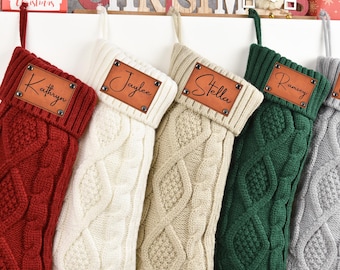 Personalized Knitted Christmas Stocking, Acrylic Cable Knit, 18 inch
