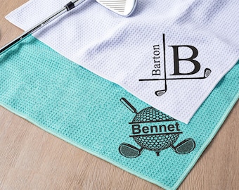 Serviette de golf personnalisée : microfibre brodée personnalisée, cadeau pour lui