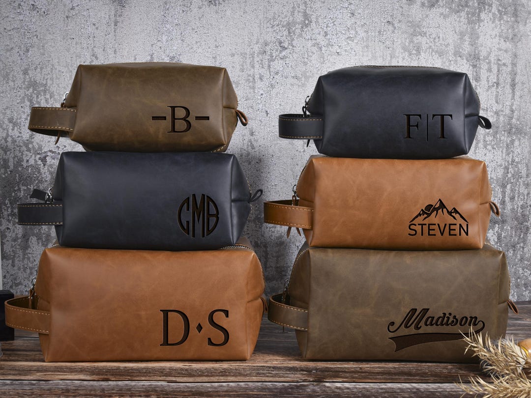 Custom Leather Dopp Kit: Personalized Toiletry Travel Bag - Etsy
