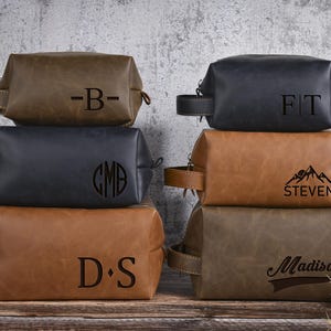 Benutzerdefinierte Herren Kulturtasche, Leder Dopp Kit, personalisiertes Weihnachtsgeschenk für Mann / Vater / Freund, Badezimmer Reisetasche, Rasierzeug Fall