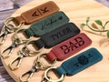 Custom Engraved Leather Keychain: Personalized Key Fob, GPS Coordinates, Anniversary, Christmas Gift product logo