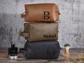 Laser Engraved Leather Dopp Kit: Personalized Toiletry Bag, Groomsmen Gift product logo