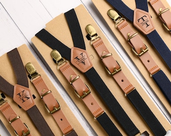 Engraved Groomsmen Suspenders, Leather Suspenders, Custom Men Suspenders, Groom Wedding Suspenders, Personalized Rustic Suspenders for Men