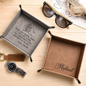 Custom Valet Tray for Dad,Father's Day Gift,Gift for Men,Personalized Leather Catchall,Storage Table Tray,Rivet Valet Tray,Initial Engraved