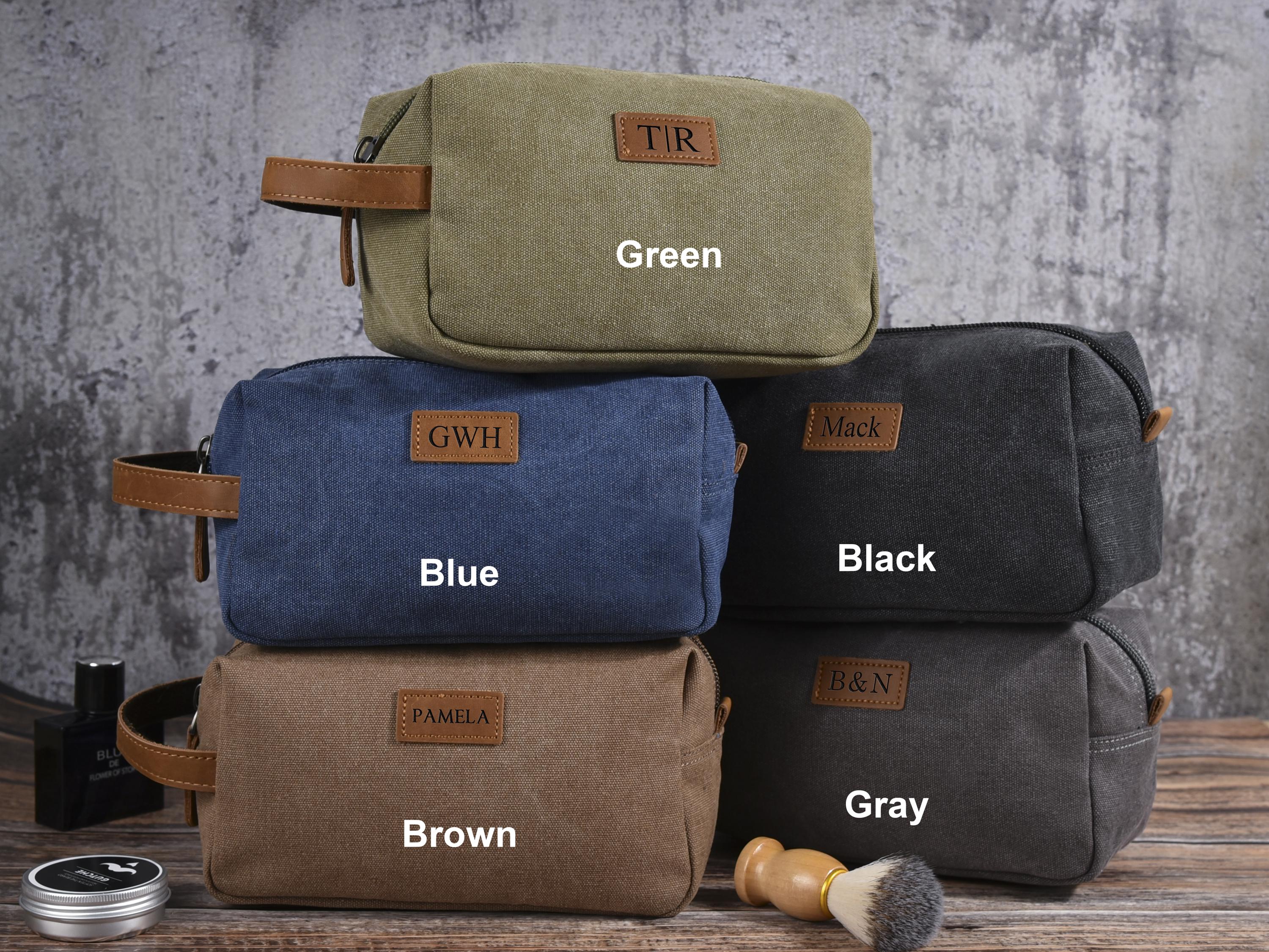 Engraved Canvas Dopp Kit: Personalized Leather Toiletry Bag - Etsy