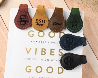 Custom Leather Magnetic Bookmark: Engraved Gift for Book Lovers