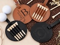 Personalized Leather Golf Bag Tag with Tees: Engraved Golf Gift product logo