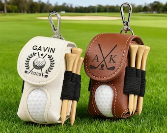 Personalized Leather Golf Ball Pouch: Mini Golf Accessories Bag