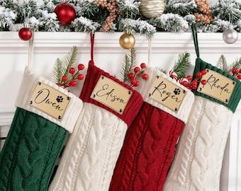 Personalized Knitted Christmas Stocking: Custom Name, Holiday Decor Gift for Family