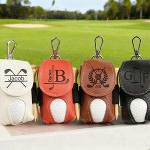 Sac à balles de golf en cuir personnalisé avec clip - Accessoires de golf