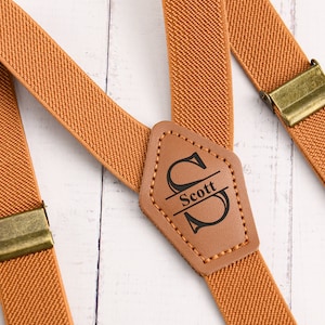 Personalized Men’s Suspenders, Groomsmen Gift, Engraved Leather Suspenders, Custom Wedding Suspenders for Best Man Gift, Groom Suspenders