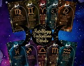 Zodiac Horoscope Art Cards | Astrology Star Sign Printables (Set of 12 Digital Download)
